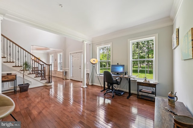 2425 Ellies Way W, Friendship, MD 21794 - office space featuring ornamental molding, hardwood / wood-style floors, and ornate columns