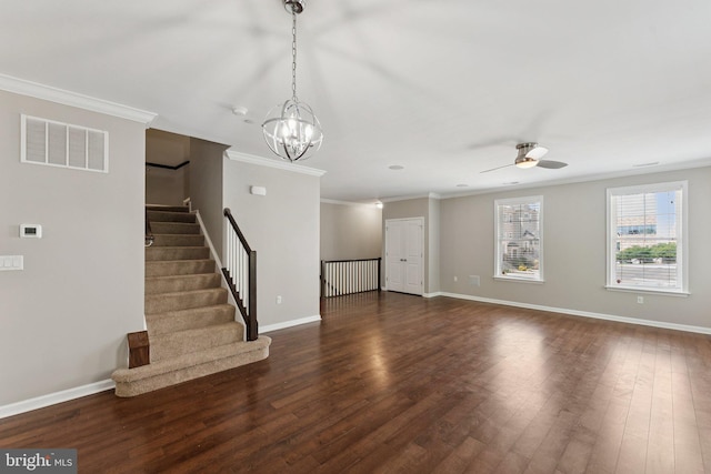 412 Woodcrest Dr SE Unit 412B, Washington, DC 20032 - unfurnished living room featuring crown molding, wood finished floors, baseboards, and a ceiling fan