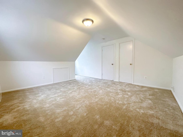 8432 Ravenswood Rd, New Carrollton, MD 20784 - additional living space with carpet, lofted ceiling, and baseboards