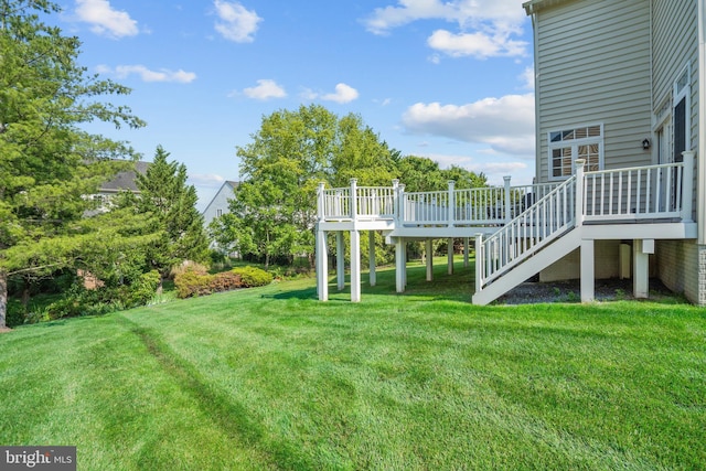 6513 Debhill Ln, Gainesville, VA 20155 - view of grassy yard with stairs and a wooden deck