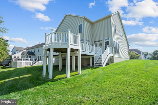6513 Debhill Ln, Gainesville, VA 20155 - back of house featuring a deck, stairs, and a lawn