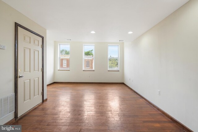 2400 Druid Hill Ave, Baltimore, MD 21217 - empty room with hardwood / wood-style floors and recessed lighting