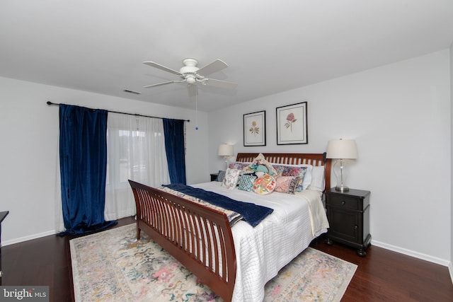 1504 Champlain Dr, Voorhees, NJ 08043 - bedroom featuring baseboards, wood finished floors, and a ceiling fan
