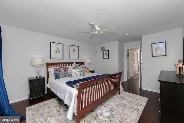 1504 Champlain Dr, Voorhees, NJ 08043 - bedroom featuring dark wood finished floors, baseboards, and a ceiling fan