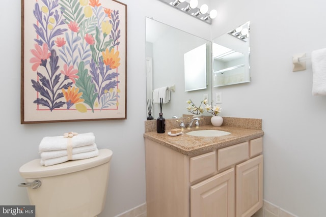 1504 Champlain Dr, Voorhees, NJ 08043 - bathroom with toilet, vanity, and baseboards