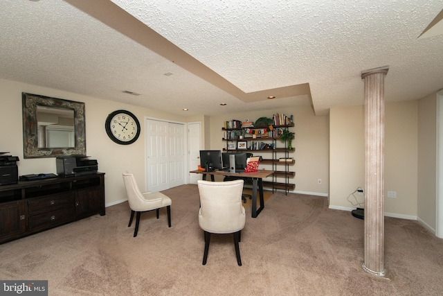 1504 Champlain Dr, Voorhees, NJ 08043 - carpeted home office featuring a textured ceiling and baseboards