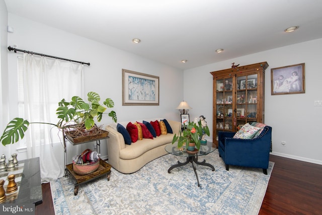 1504 Champlain Dr, Voorhees, NJ 08043 - living area with wood finished floors, baseboards, and recessed lighting