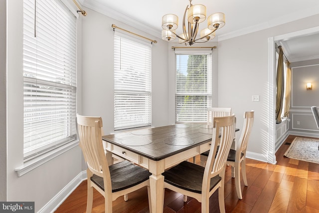 11 Bancroft Ln, Hainesport, NJ 08036 - dining space with a chandelier, ornamental molding, wood finished floors, and baseboards