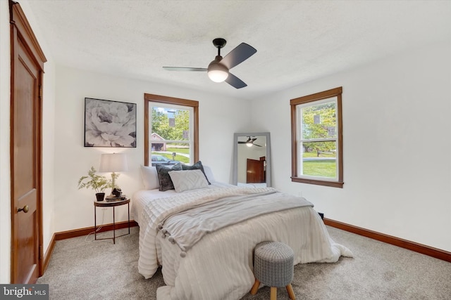 3330 E Prospect Rd, York, PA 17402 - carpeted bedroom featuring multiple windows, baseboards, and ceiling fan