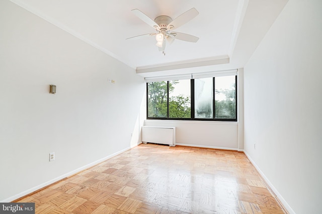 4390 Lorcom Ln Unit 810, Arlington, VA 22207 - spare room featuring ceiling fan, baseboards, and radiator heating unit