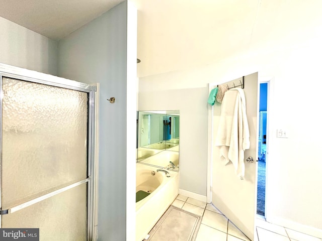 211 Franklin Ave, Berlin, NJ 08009 - full bathroom featuring a garden tub, tile patterned flooring, and a shower stall
