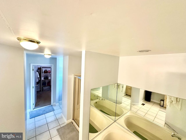 211 Franklin Ave, Berlin, NJ 08009 - full bath featuring a bath, tile patterned flooring, and a shower stall