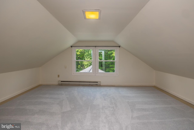 1034-1040 Twin County Rd, Honey Brook, PA 19344 - additional living space with a baseboard heating unit, lofted ceiling, carpet flooring, and baseboards