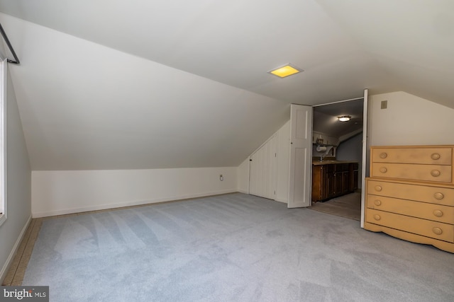 1034-1040 Twin County Rd, Honey Brook, PA 19344 - additional living space with vaulted ceiling, light colored carpet, and baseboards