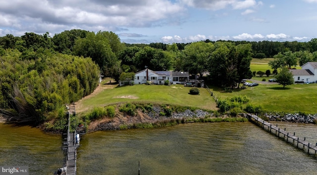 41130 Cryer Ct, Leonardtown, MD 20650 - aerial view of property and surrounding area featuring a nearby body of water and a heavily wooded area
