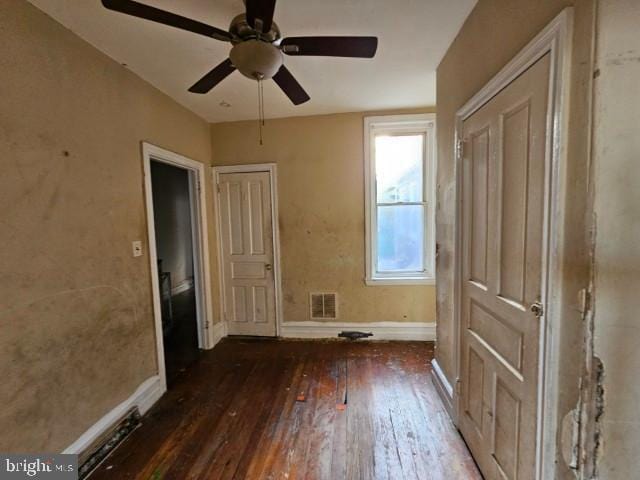 634 N 56th St, Philadelphia, PA 19131 - unfurnished bedroom featuring hardwood / wood-style flooring, baseboards, and ceiling fan