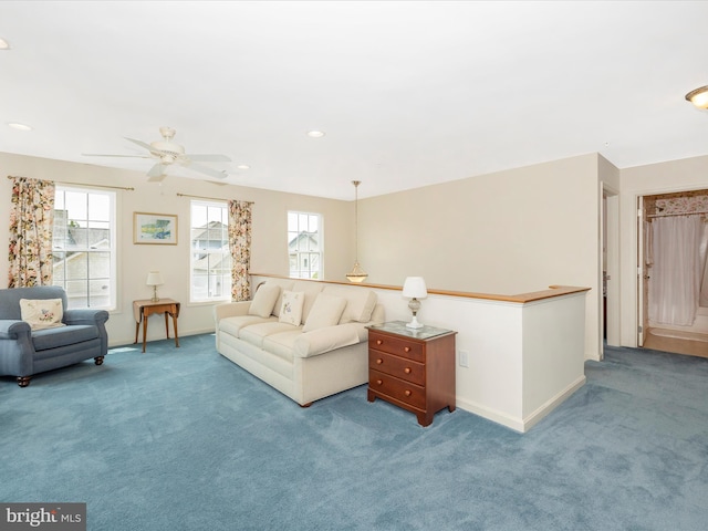 6 Stine Ct, Middletown, MD 21769 - carpeted living room featuring plenty of natural light, ceiling fan, and recessed lighting