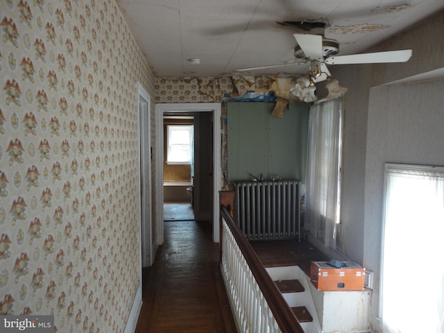 11 W Glendale Ave, Pleasantville, NJ 08232 - hallway featuring radiator, wallpapered walls, and wood finished floors