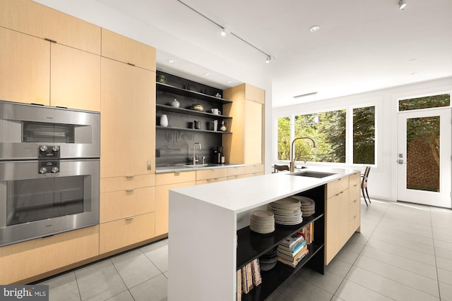 1800 Lamont St NW, Washington, DC 20010 - kitchen with open shelves, a sink, modern cabinets, and double oven