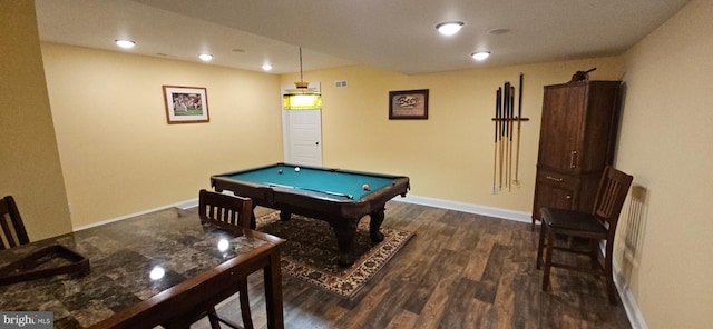 2204 Baker Mountain Dr, Yellow Spring, WV 26865 - game room with dark wood finished floors, pool table, and recessed lighting