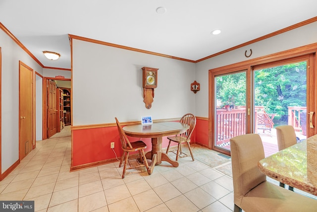 1541 Clayton Delaney Rd, Clayton, DE 19938 - dining room featuring ornamental molding, light tile patterned floors, baseboards, and recessed lighting