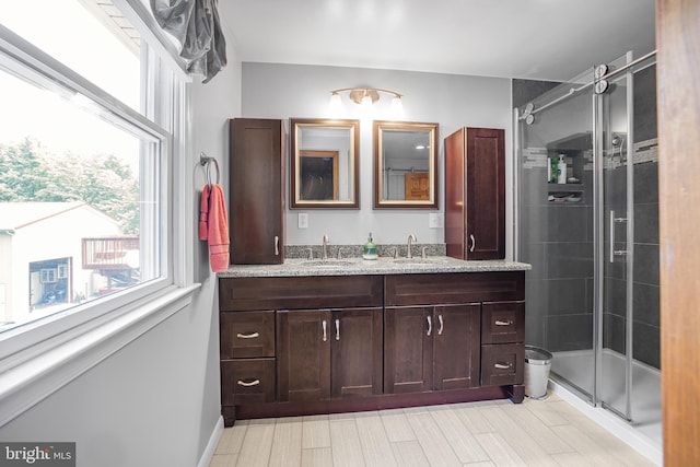 1541 Clayton Delaney Rd, Clayton, DE 19938 - full bathroom featuring double vanity, a shower stall, and healthy amount of natural light
