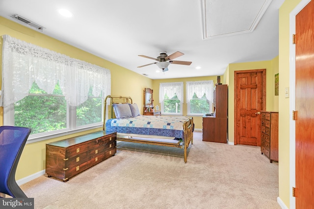 1541 Clayton Delaney Rd, Clayton, DE 19938 - bedroom with carpet flooring, baseboards, a ceiling fan, attic access, and recessed lighting