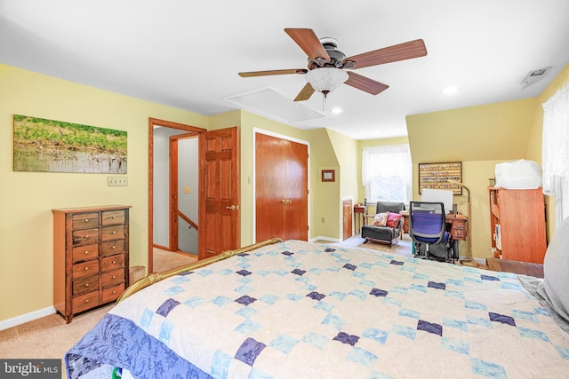 1541 Clayton Delaney Rd, Clayton, DE 19938 - bedroom featuring attic access, baseboards, recessed lighting, and a ceiling fan