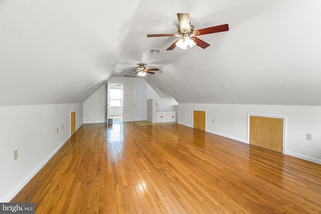 1541 Clayton Delaney Rd, Clayton, DE 19938 - additional living space with light wood-type flooring, a ceiling fan, lofted ceiling, and baseboards