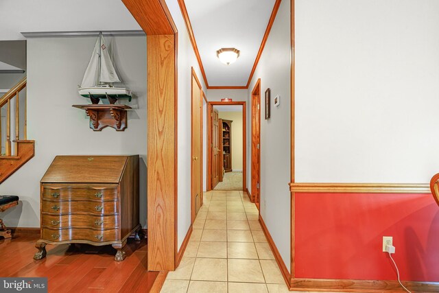 1541 Clayton Delaney Rd, Clayton, DE 19938 - hall with baseboards, stairs, and ornamental molding
