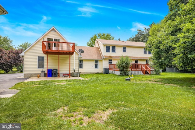 1541 Clayton Delaney Rd, Clayton, DE 19938 - back of house with cooling unit, a yard, a patio area, a deck, and a balcony