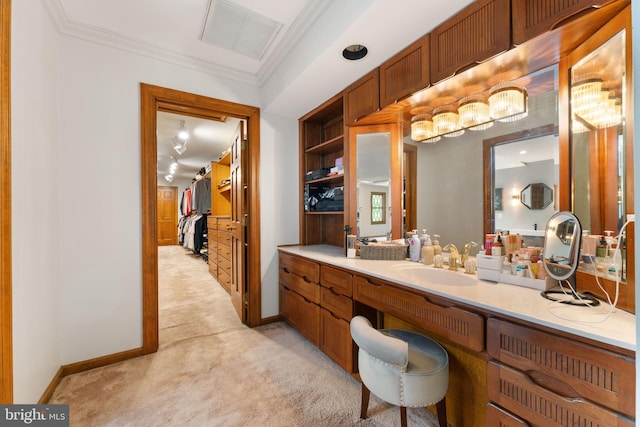 15713 Holly Grove Rd, Silver Spring, MD 20905 - bathroom featuring ornamental molding, vanity, and baseboards