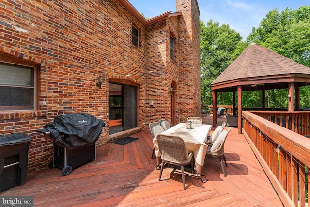 15713 Holly Grove Rd, Silver Spring, MD 20905 - deck featuring a gazebo, outdoor dining area, and grilling area