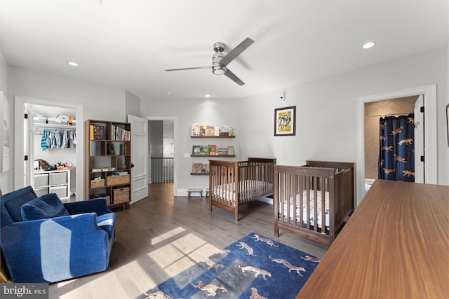 717 Miller Ave, Great Falls, VA 22066 - living area featuring ceiling fan, wood finished floors, and recessed lighting