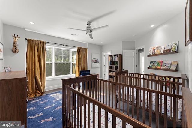 717 Miller Ave, Great Falls, VA 22066 - bedroom featuring recessed lighting, wood finished floors, and ceiling fan