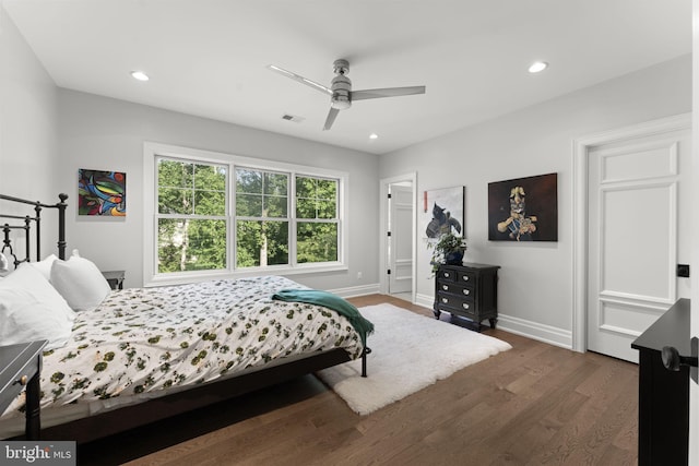 717 Miller Ave, Great Falls, VA 22066 - bedroom featuring wood finished floors, a ceiling fan, and recessed lighting