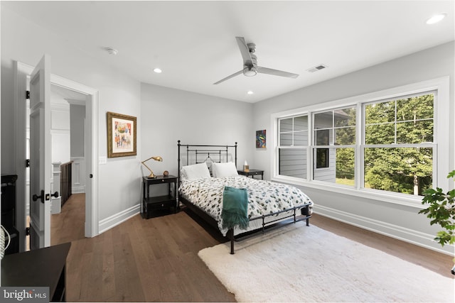 717 Miller Ave, Great Falls, VA 22066 - bedroom featuring wood finished floors, recessed lighting, and ceiling fan