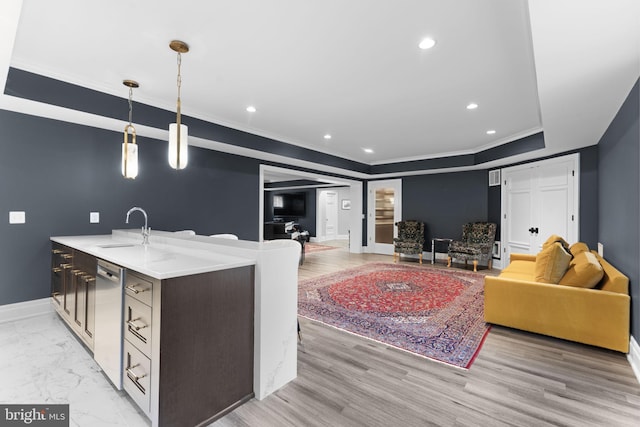 717 Miller Ave, Great Falls, VA 22066 - living room featuring recessed lighting and ornamental molding