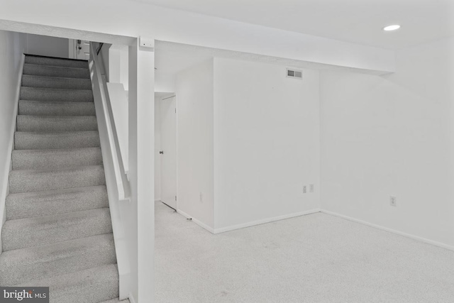13825 Palmer House Way Unit 32-237, Silver Spring, MD 20904 - basement featuring stairs, carpet flooring, and recessed lighting