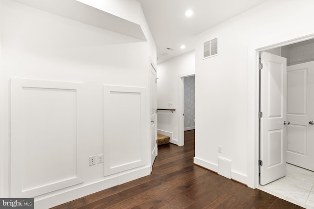 7229 Georgia Ave NW Unit A, Washington, DC 20012 - hall with recessed lighting, dark wood-style floors, and baseboards