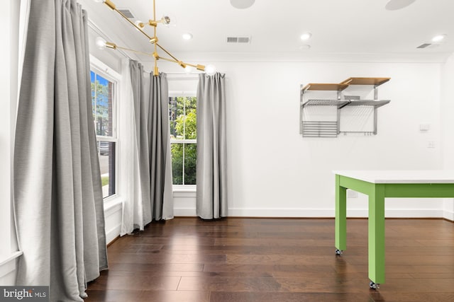 7229 Georgia Ave NW Unit A, Washington, DC 20012 - spare room featuring hardwood / wood-style flooring, ornamental molding, baseboards, recessed lighting, and a chandelier