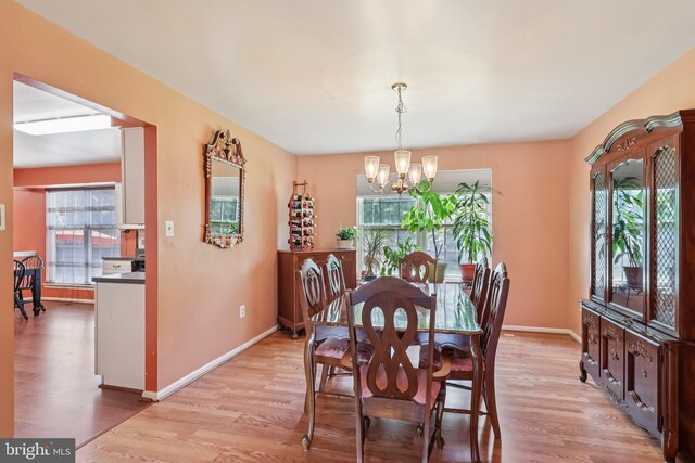 3 Prickett Ln, Hainesport, NJ 08036 - dining room featuring a chandelier, light wood finished floors, and baseboards