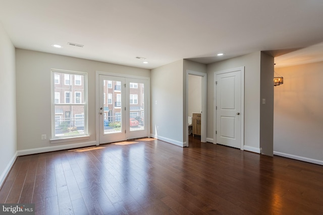 23480 Epperson Sq, Brambleton, VA 20148 - unfurnished room with a chandelier, baseboards, dark wood-style flooring, and recessed lighting