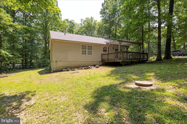 835 Campers Ln, Ruther Glen, VA 22546 - back of property featuring a pergola, a deck, and a yard