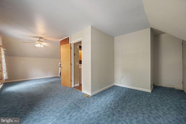 2814 Killens Pond Rd, Harrington, DE 19952 - bonus room featuring carpet flooring, a ceiling fan, vaulted ceiling, and baseboards