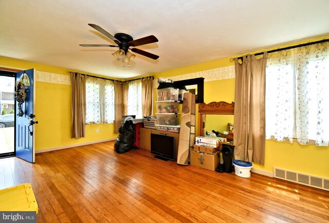 816 Margaret St, Reading, PA 19611 - office space featuring ceiling fan, plenty of natural light, hardwood / wood-style floors, and baseboards