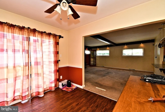 816 Margaret St, Reading, PA 19611 - unfurnished office featuring a ceiling fan, baseboards, and wood finished floors