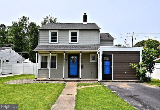 816 Margaret St, Reading, PA 19611 - view of front of home featuring a porch, a chimney, and a shingled roof