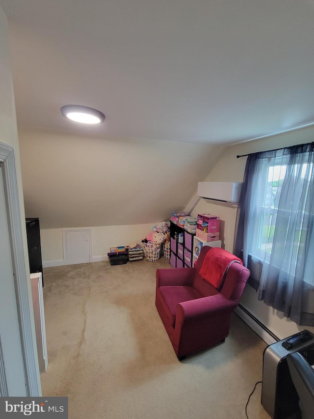 424 Exton Rd, Hatboro, PA 19040 - bonus room with a baseboard heating unit, lofted ceiling, and carpet