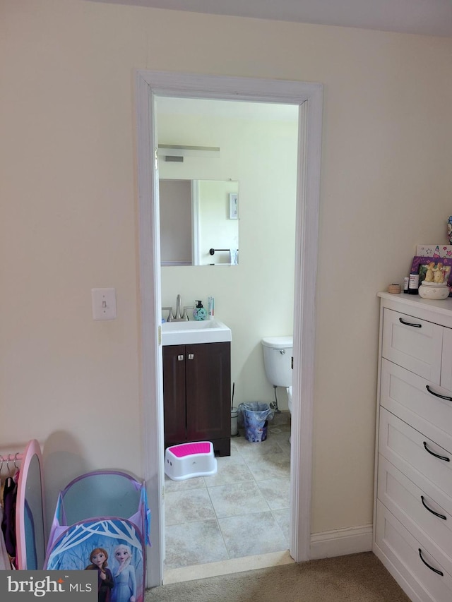 424 Exton Rd, Hatboro, PA 19040 - bathroom featuring vanity, toilet, and baseboards